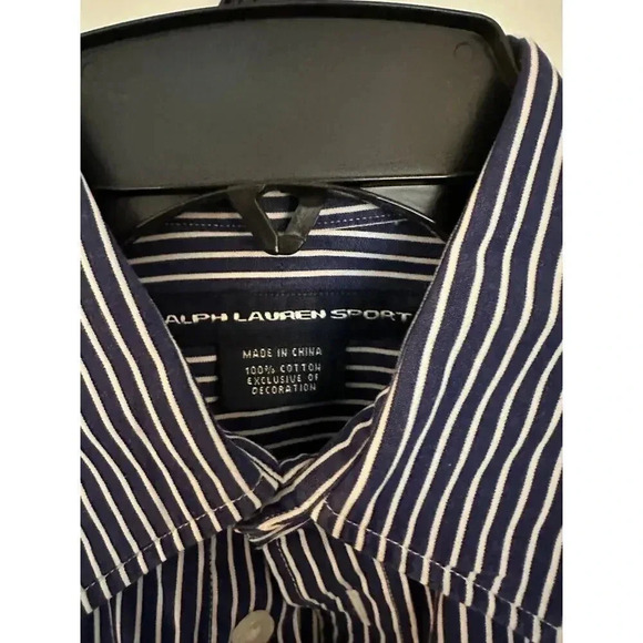 Ralph Lauren Sport Women's Long Sleeve Pinstripe Button Down Shirt Size 4 - Picture 5 of 5